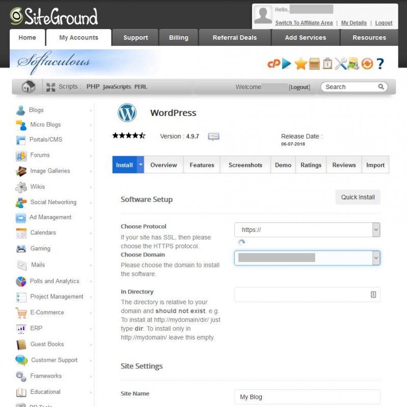 How to install Wordpres on Siteground
